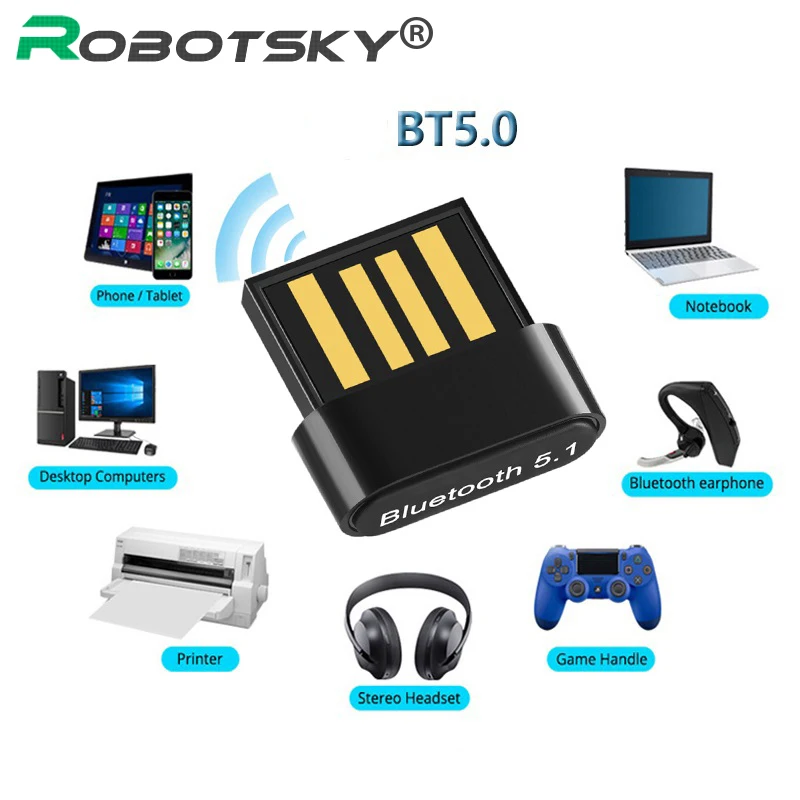 USB Bluetooth Adapters BT 5.1 USB Wireless Computer Adapter Audio Receiver Transmitter Dongles Laptop Earphone BLE Mini Sender