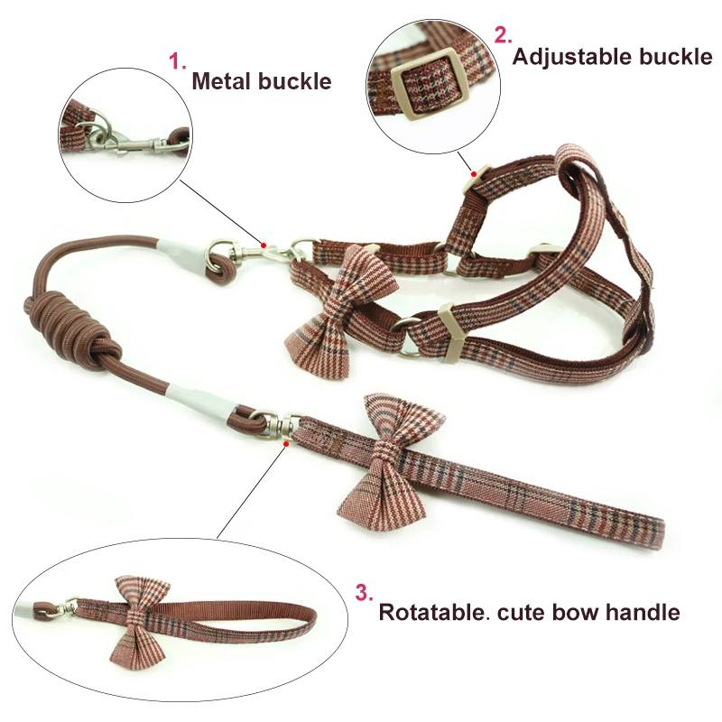 Soft Pet Harness and Leash Collar Set, Adjustable Lovely Bow Nylon for Small and Medium Dog, Outdoor Walking, Pet Supplies