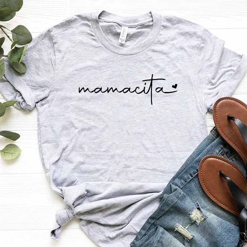 Mamacita Love Heart Graphic Tshirt Women Cotton Tops Causal Loose White Black Mother Day Gift Mom Life T-shirt Dropshipping Tees