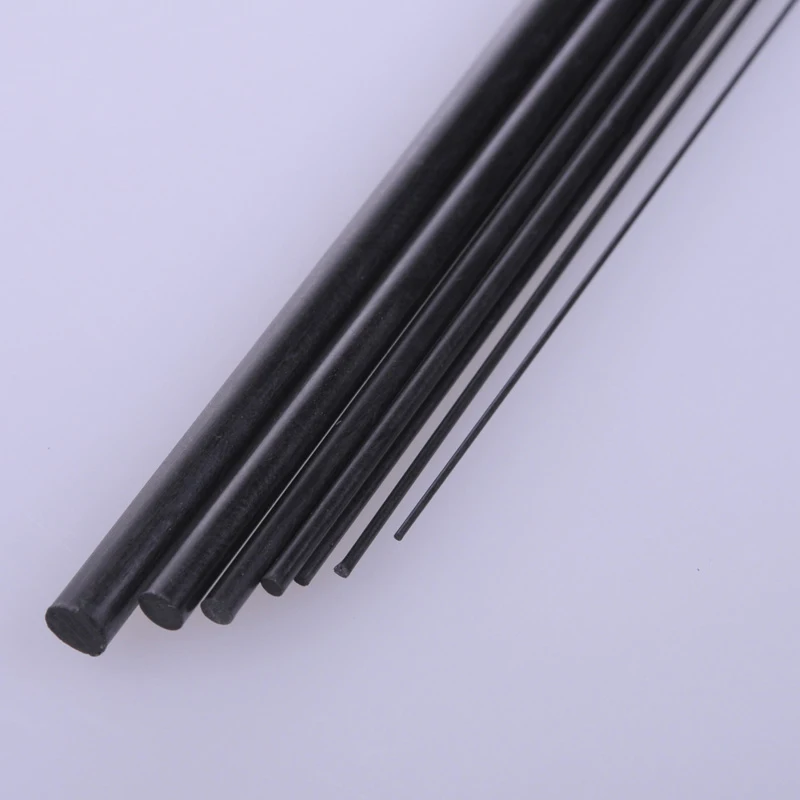 5pcs Diameter 1mm/1.5mm/2mm/2.5mm/3mm/4mm/5mm/6mm/8mm Carbon Fiber Solid Rod Round Bar Shaft for RC Airplane Model 200mm Length