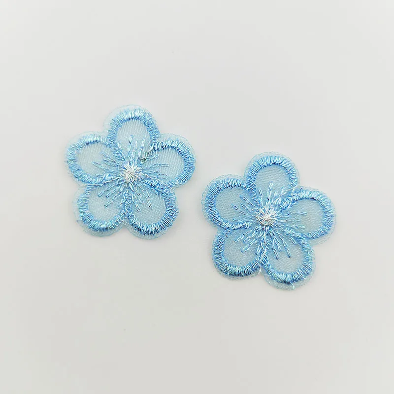 50 Stück/Los. 2,5 cm bestickte Netzblumen-Stoffaufnäher für Bekleidung, Nähzubehör, DIY-Haarspangen-Accessoires – Detail 3