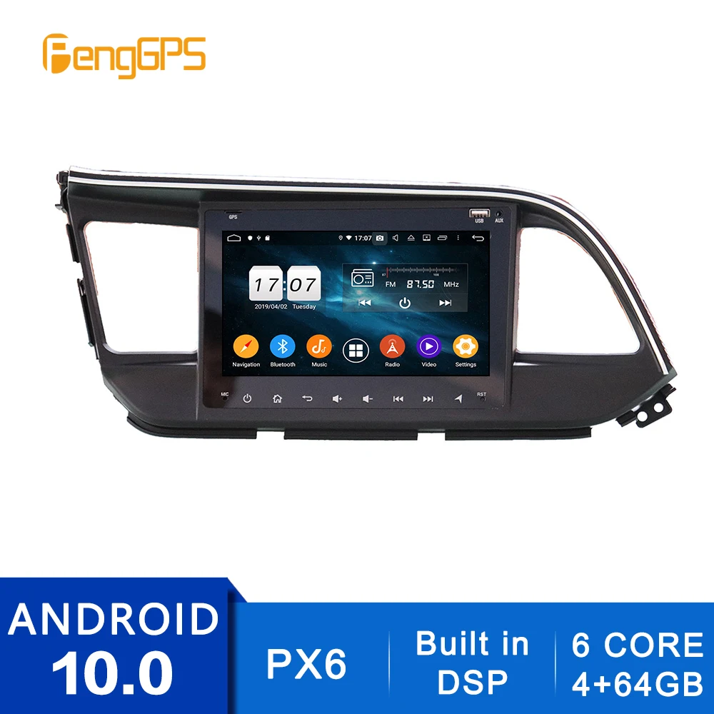 Android 10.0 DVD Player For Hyundai Elantra 2016-2018 Touchscreen Multimedia GPS Navigation Headunit Radio Carplay PX6 Bluetooth