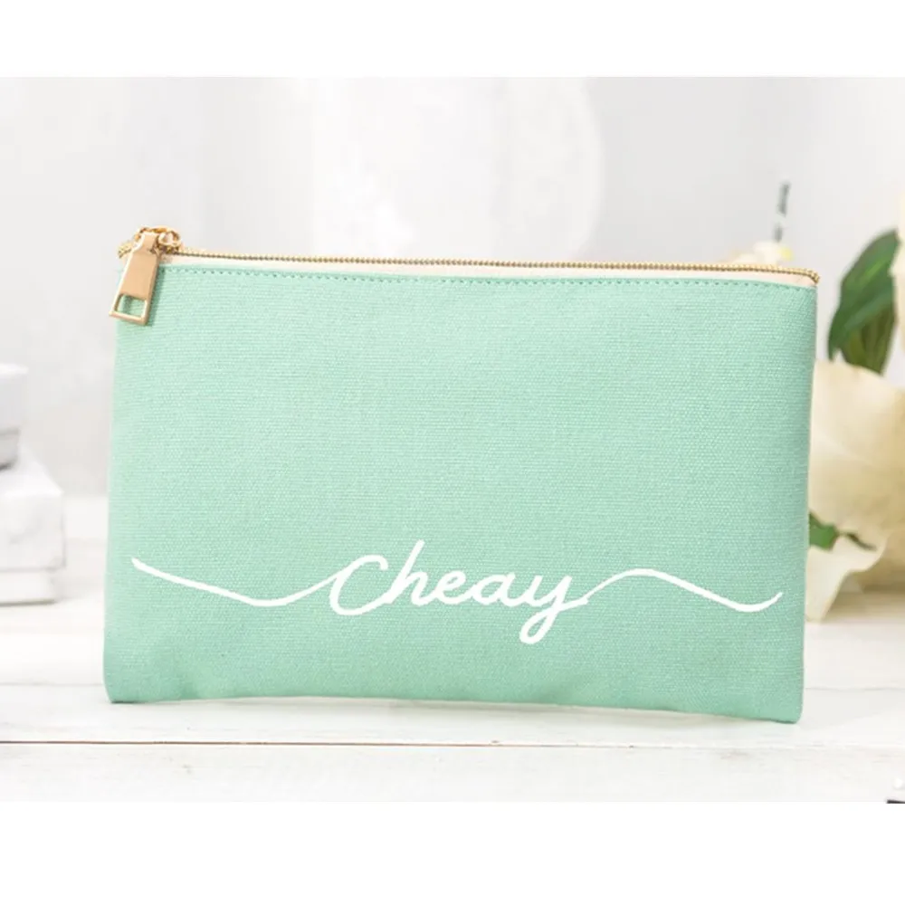 Personalized Bridal make up bag Custom Name bag Bachelorette Party Canvas  Monogram Cosmetic Bag  Bridesmaid  Gift  Makeup  Bag