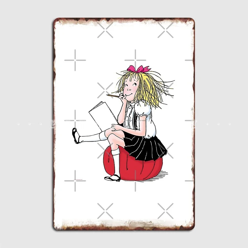 Eloise Thinking About What To Write Metal Sign Club Pub Garage Design Mural Painting Tin Sign Posters