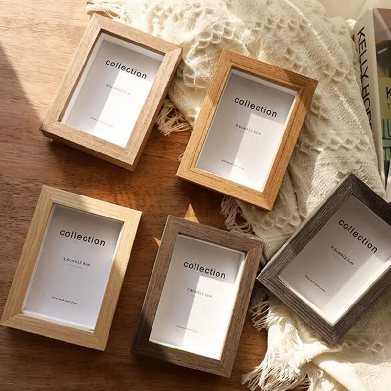 

Simple Style Solid Wooden Photo Frame Desktop Wall Hanging Ornaments Hollow Picture Frame Crafts Art Home Decor
