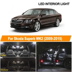 21Pcs White Canbus LED Lamp Interior Dome Map Reading Lights Bulb Kit For Skoda Superb MK 2 MKII 2009-2015 Door Cargo Light