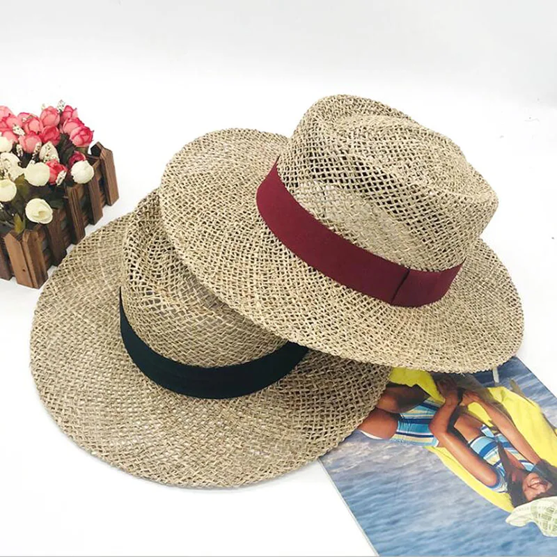 2024 summer paper straw hollow fedora hats for unisex popular cool nice beautiful paper straw flat top hats for women and men