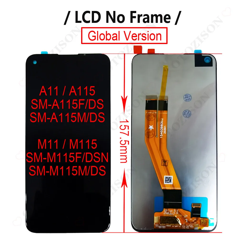 For Samsung Galaxy A11 M11 2020 LCD SM-A115F/DS A115 M115F M115 Display With Frame Screen Touch Digitizer Assembly Replacement