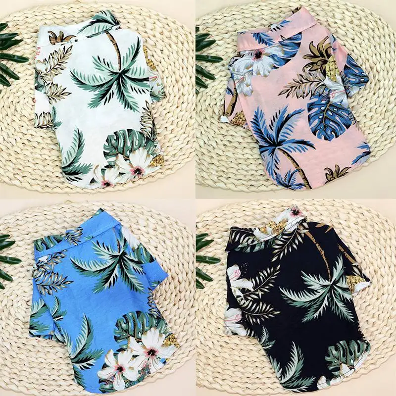 

Dog Shirts Clothes Summer Beach Clothes Vest Pet Clothing Floral T-Shirt Hawaiian For Small Cat Dog Chihuahua #1