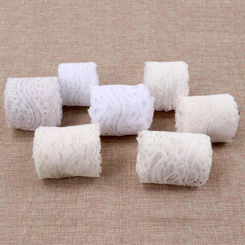 24 design High Quanlity Net Lace Trim Wide Embroidered White Lace Ribbon For DIY Craft 1 yard