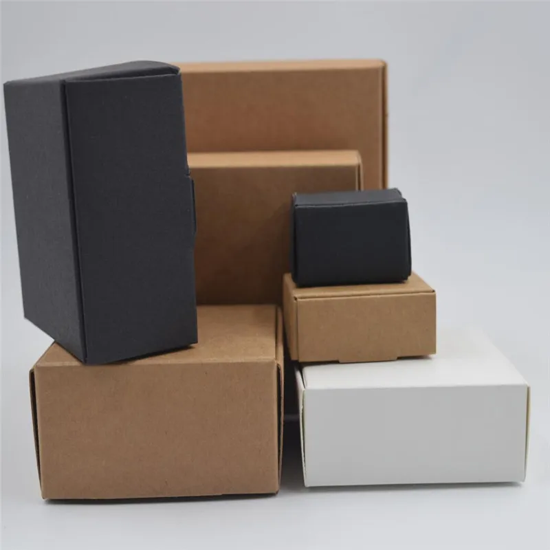 

Vintage Kraft Paper Box, Brown Cardboard Handmade Soap Box, White Craft Paper Gift Box, Black Packaging Jewelry Box,50Pcs
