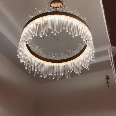 Art Glass Gold Round Oval Chandeliers
