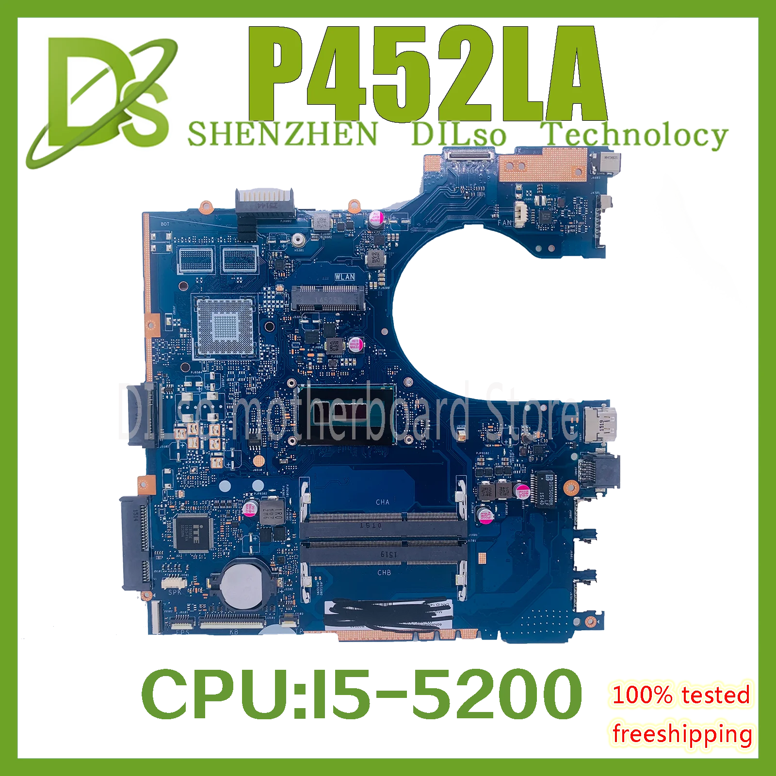 

KEFU P452LA MAINboard is suitable For ASUS P452 P452L P452LJ Laptop Motherboard With I3-5005U I5-5200U I7-5500U 100% Working Wel