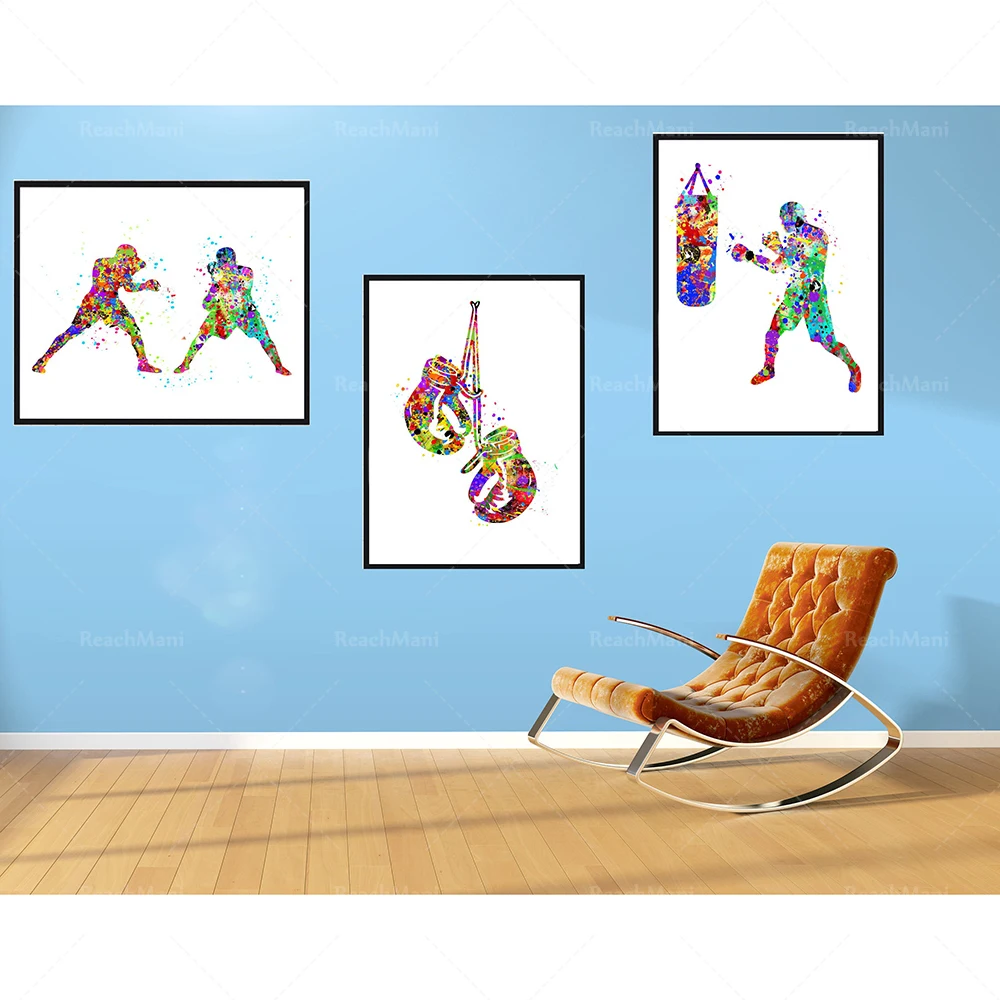 

Boxing prints, watercolor art boxing gift, boxing gloves, boxing match, boxing sport, boxer decoration poster