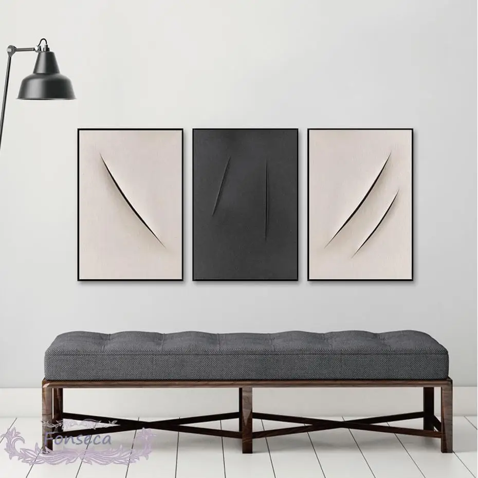 Abstract Black and White Nick Scratch Canvas Painting Scandinavian Simple Posters Wall Art Picture Aesthetic Room Decor