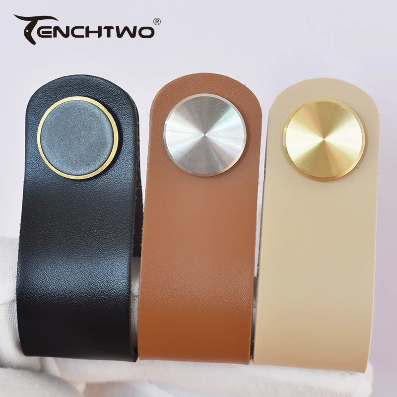 TENCHTWO Modern Kitchen Furniture Handles Cupboard Closet Cabinet Knobs Drawer Door Pulls Gold/Silver Brass Artificial Leather