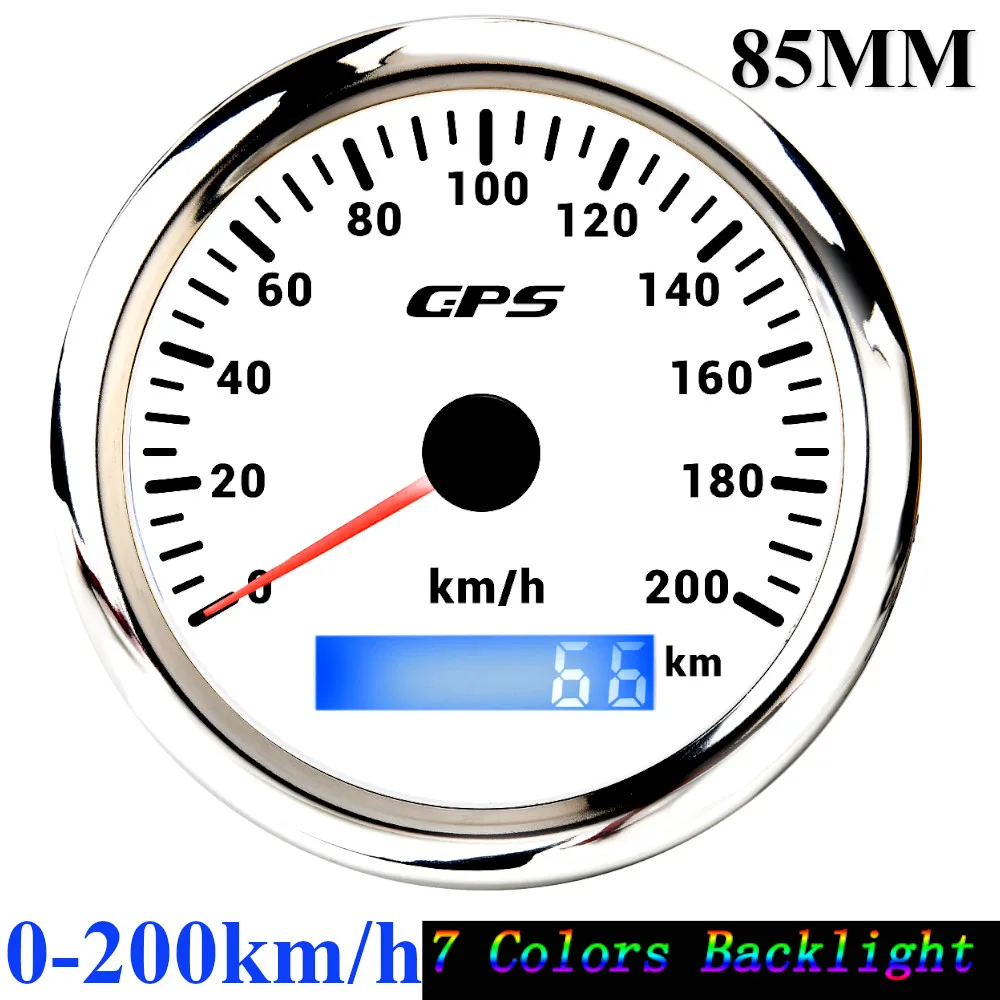 85mm GPS Speedometer Odometer Gauge 0-120MPH 160MPH 120KMH 200kmh with 7Colors Backlight For Car Boat Motorcycle Truck 12V/24V image 3