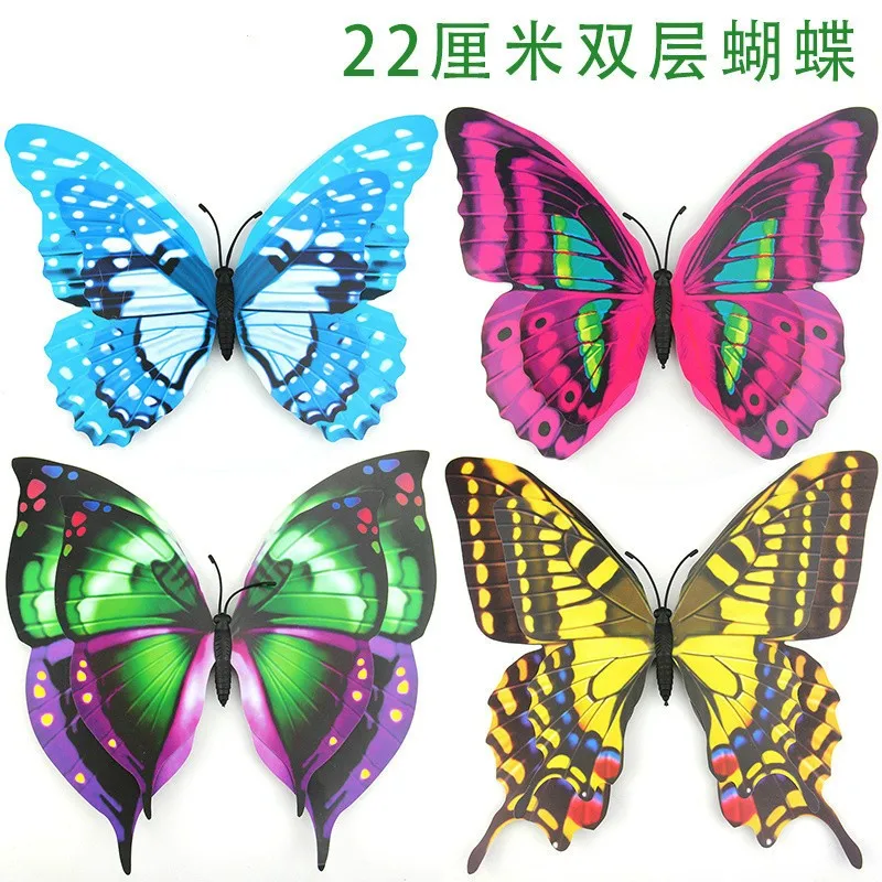 Flying Butterfly Fridge Magnets for Home Decor, Color Simulation, Garden Decorations, Yard, Plant, Lawn, 4 PCs/Lot, 22cm