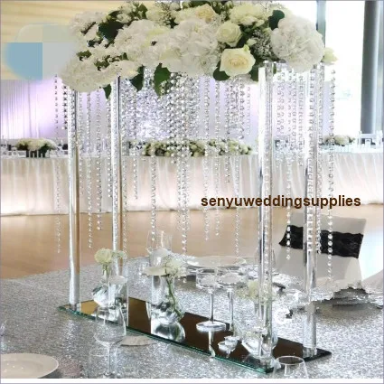 )Centerpiece Clear Flower Stand Marriage Crystal Acrylic Flower Vase Road Lead Column Pillar Props senyu01191