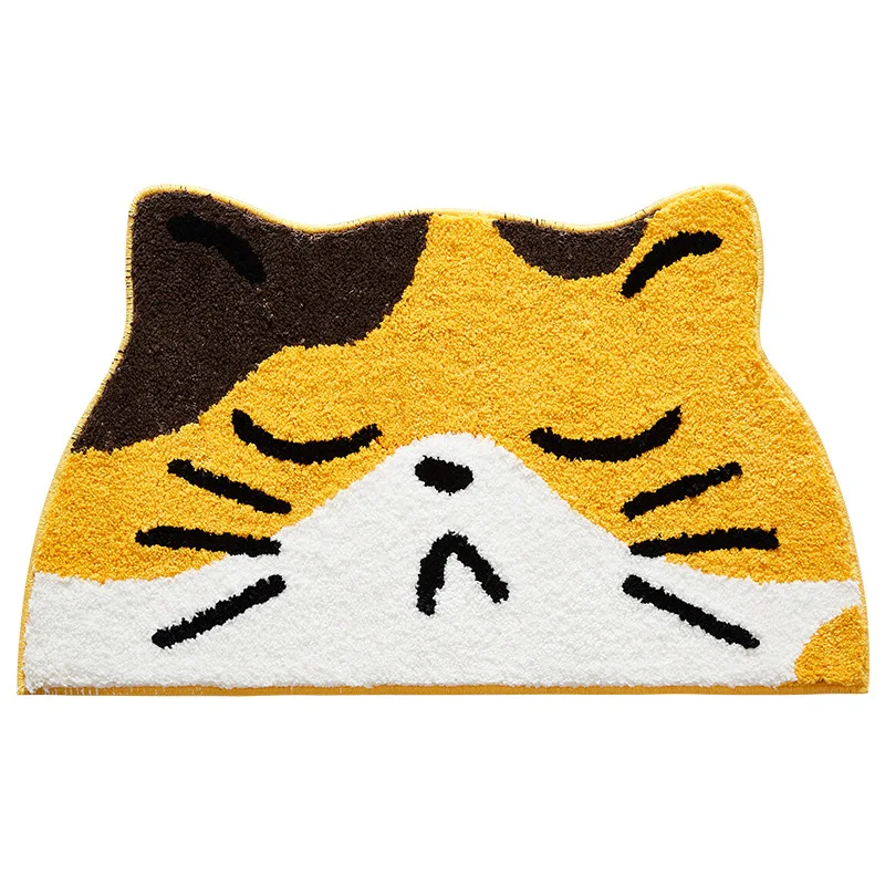 Animal Cat Dog Tiger Lion Flocking Cartoon Floor Bath Mat Household Toilet Entrance Door Water-Absorbing Non-Slip Carpet Rug