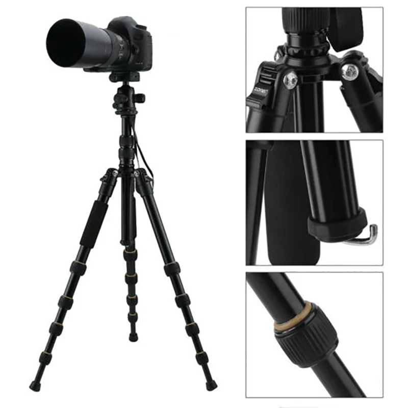 Lightweight Portable Q666 Professional Travel Camera Tripod tripode aluminum tripod Head Monopod for digital DSLR camera