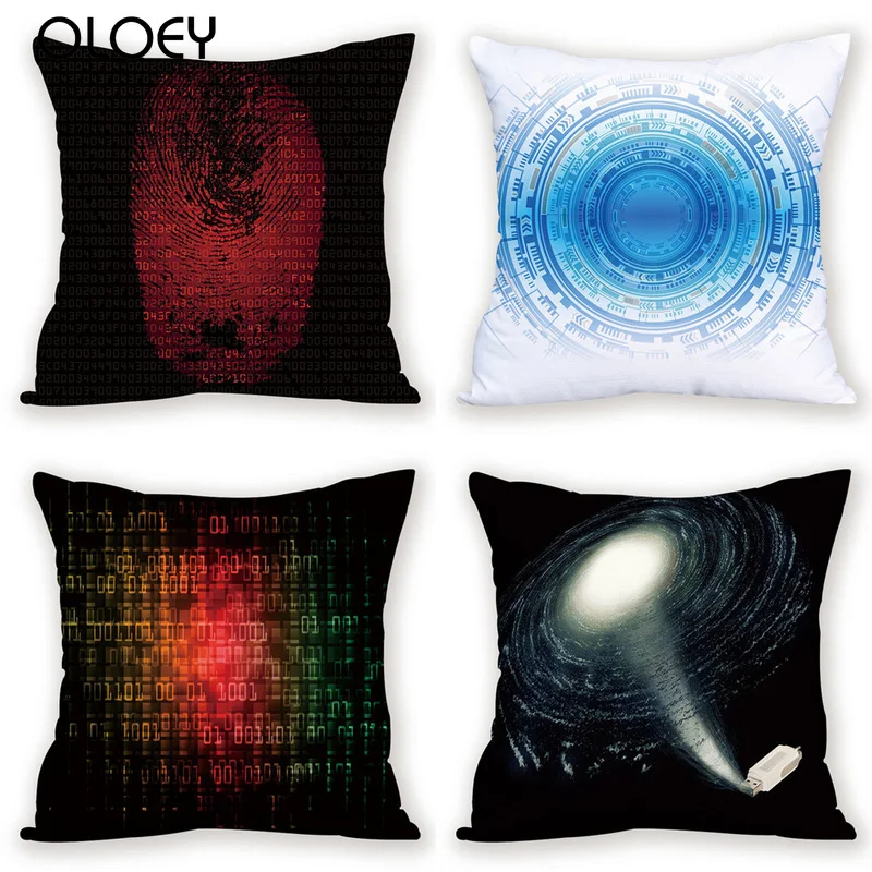 45x45cm Science Fiction Pattern Polyester Comfortable Soft Cushion Cover Home Bedroom Hotel Car Decoration Square Cushion Cover.