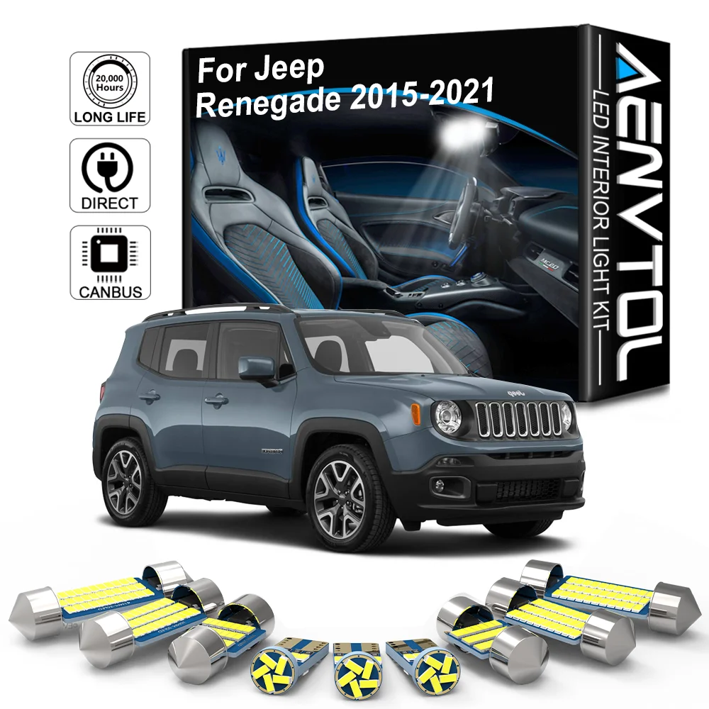 

AENVTOL Canbus For Jeep Renegade 200 800 1000 2015 2016 2017 2018 2019 2020 2021 Auto LED Interior Dome Lights Accessories Kits