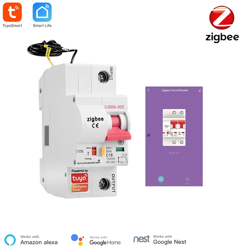 Tuya Smart Zigbee Circuit Breaker 1P Automatic Switch Overload Short Circuit Protection Alexa Google Home Compatible Zigbee 3.0