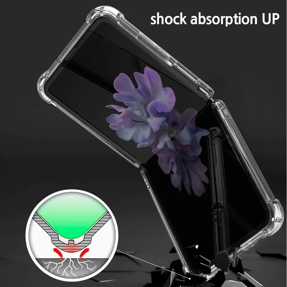 For Samsung Galaxy Z Flip6 Flip5 Flip4 Flip3 Flip2 Flip Soft TPU+PC Four-corner Explosion-proof Protective Case Cover