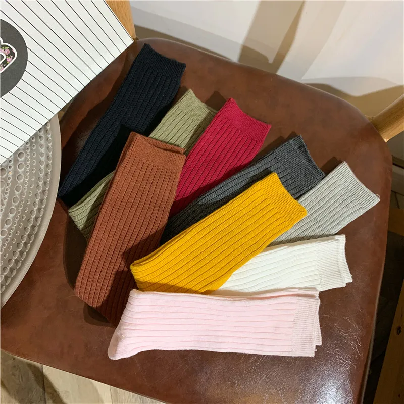 New Children Knee High Socks Kids Boys Girls Leg Warmers Soft Cotton Plain Baby Sock Stripe Student Long Socks For 1-8 Years Old