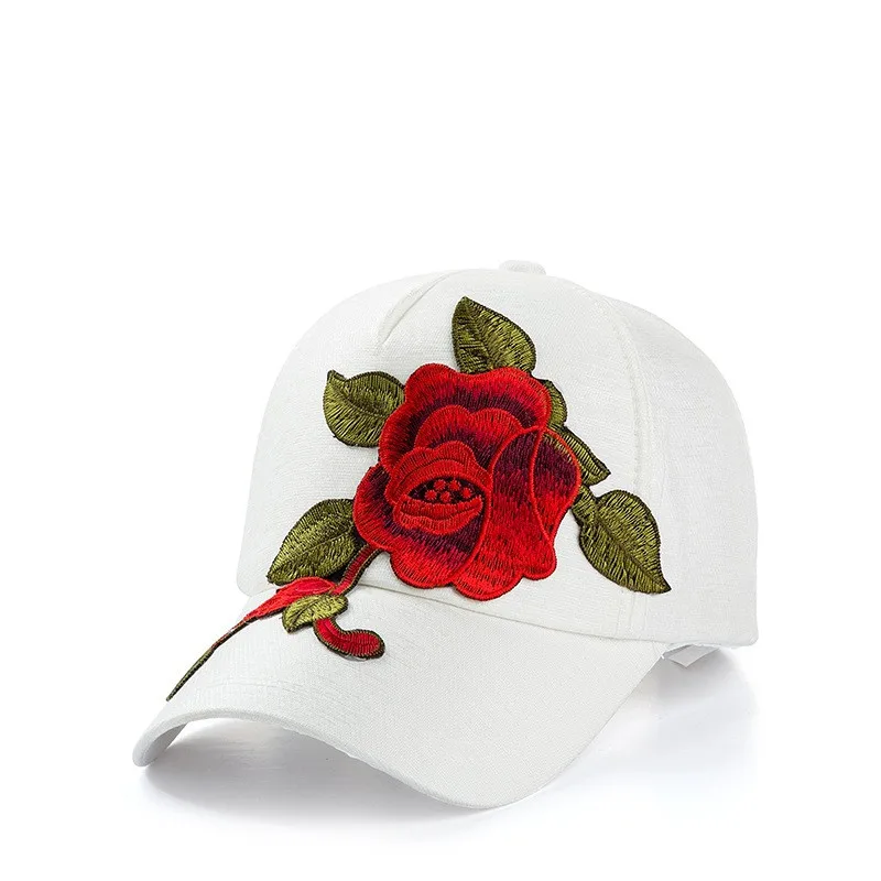 

Women's Embroidery Sun Hat, Embroidered Rose Cap, Outdoor Travel Sun Protection Baseball Cap