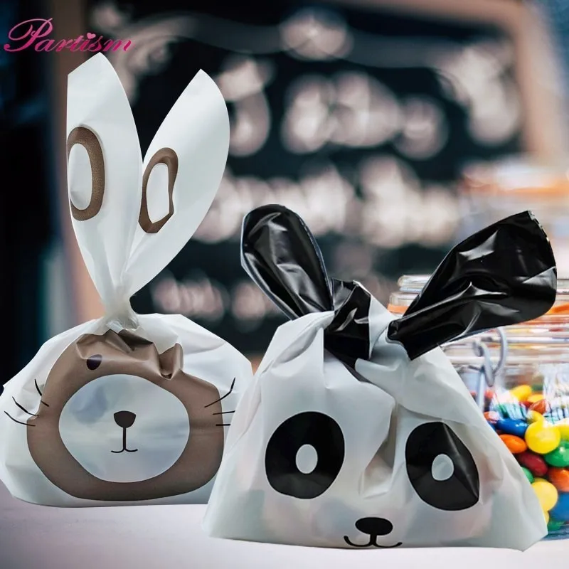 10PCS/Lot Cute Rabbit Ear Cookie & Candy Bags Animals Self-Adhesive Plastic Bag For Biscuits Snack Wedding Favors Gifts Supplies