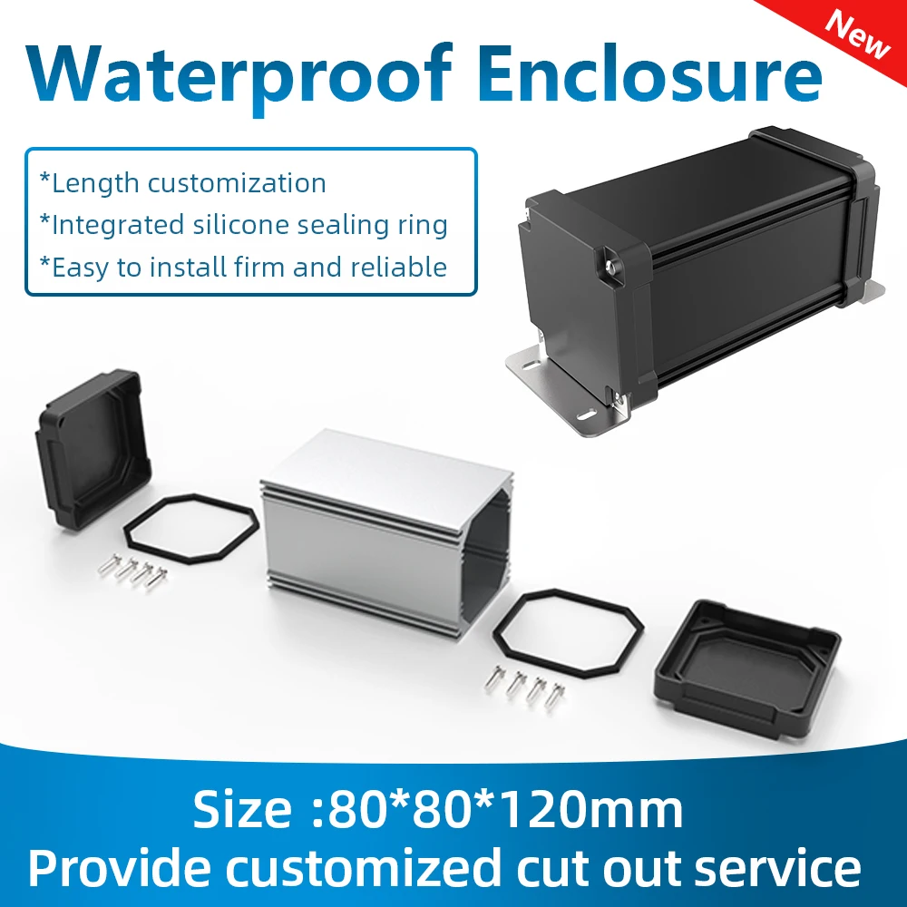 Custom Aluminium Enclosure Electronic Instrument Outdoor Waterproof Ip68 Enclosure Box Diy Housing M11 180*70mm Silver