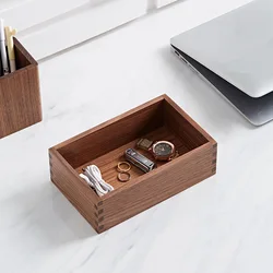 Amgoth Creative Walnut Wood Sundry Storage Makeup Cosmetic Desktop Organizer Box Storage Basket Office Stationery Pen Boxes