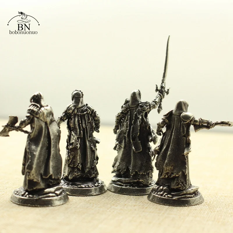 White Copper Japanese Shogunate Samurai Figurines Miniatures Vintage Metal Soldiers Model Statue Desktop Toy Ornament Decoration