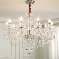 European Crystal Chandelier Atmosphere Living Room Lamp Modern Minimalist Bedroom Dining Room Home Light Villa Candle Fixture