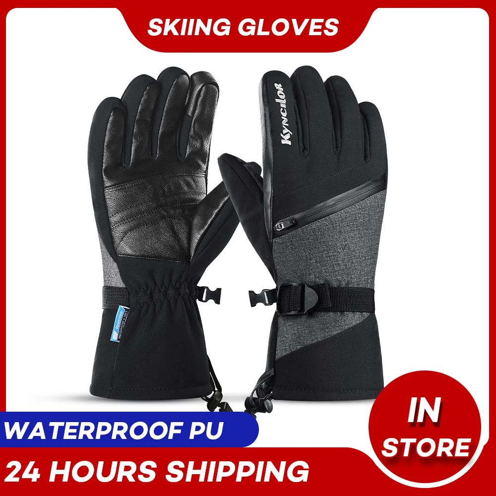 

Motorcycle Ski Gloves Thicker Waterproof Heated Guantes Moto Touch Screen Battery Powered Racing Riding Gloves Winter