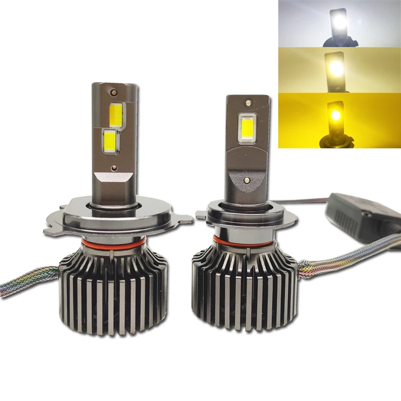 3 Color Led Super Bright H4 9005 9006 H11 Led 50w 12000lm Car Led Headlight Bulb F7 car auto led h7 headlight with fans H8 H10