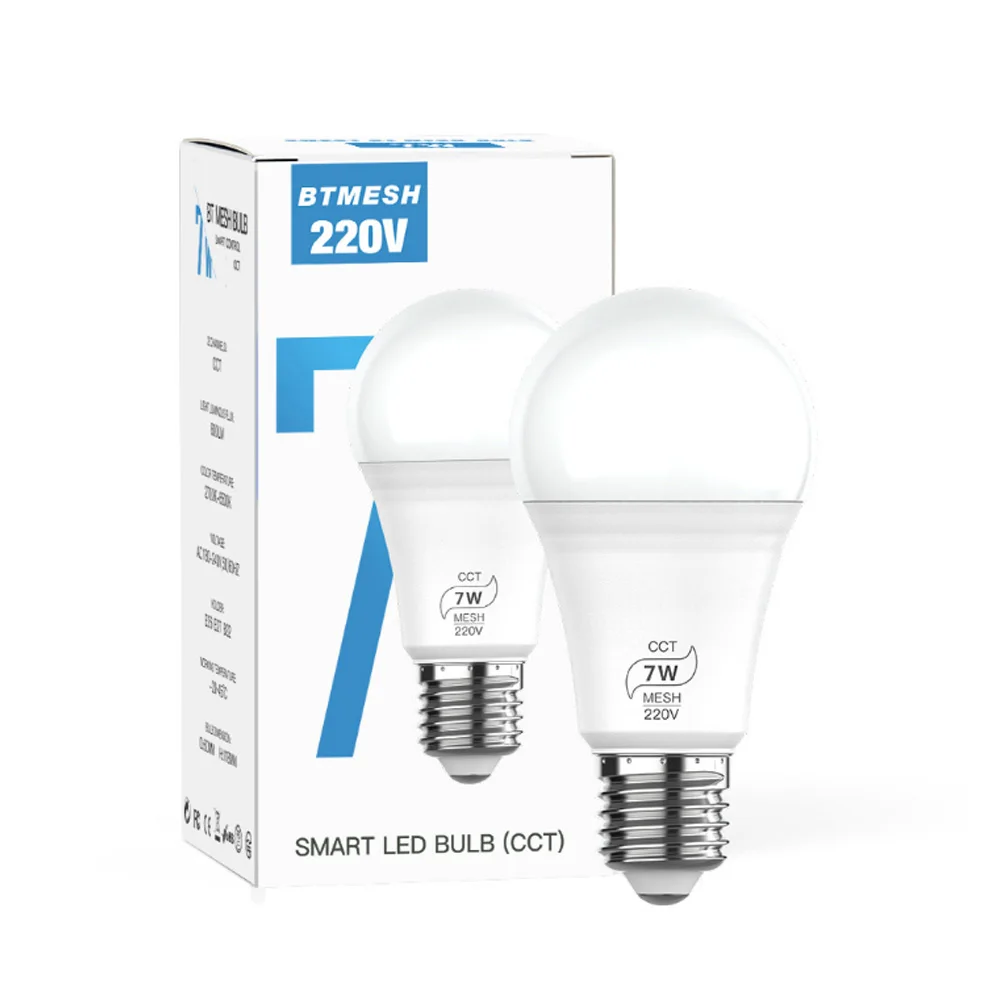 E27 Smart Bluetooth-compatible LED Bulb 7W CCT Dimmable Lamp AC100V 220V BT Mesh Net Group Smart LED Light Home Indoor Lighting