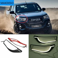 LED DRL Daytime Running Light Headlight Lamp Trim Cover Fit For Toyota Hilux Revo 2015 2016 2017 2018