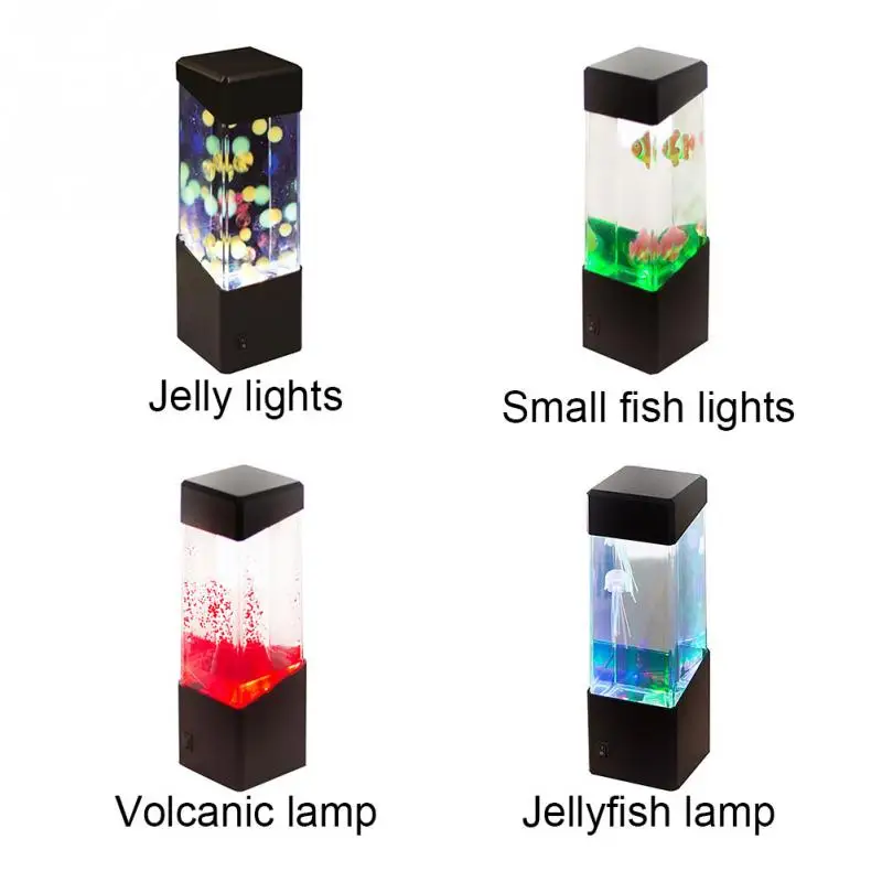 Led Jellyfish Tank Night Light Color Changing Table Lamp Aquarium Electric Mood Lava Lamp For Kids Children Gift Home Room Decor