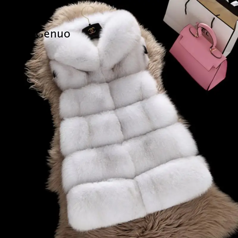 Faux Fur Sleeveless Vest Winter Thick Coats Women New Fashion Casual Jacket Warm Slim Fake Fox Outerwear Women Winter Vest