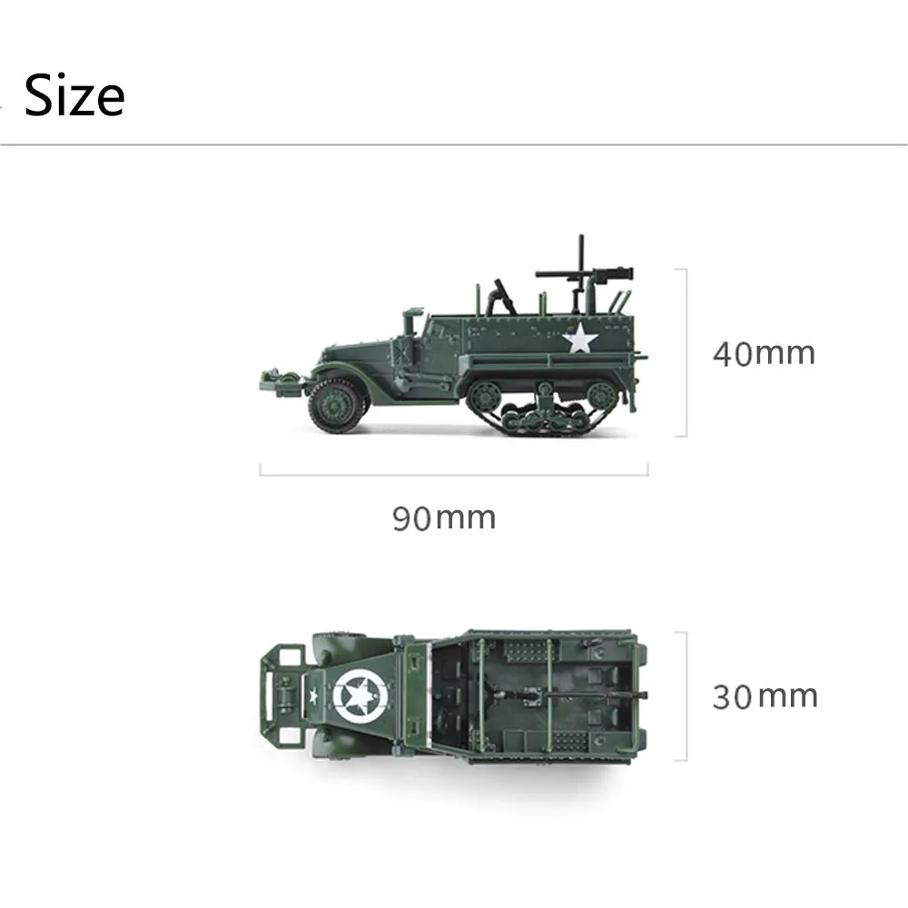 1:72 M3 Half-Track Military Armored Vehicle Assembly Model Toy Armored Carrier Car For Action Figure +10Pcs Soldiers Model