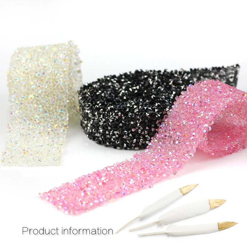 1 Yard Farbe Duroplastischen Strass Kette Draht Glitter Kristall Strass AB Band Kleid Dekoration Patch