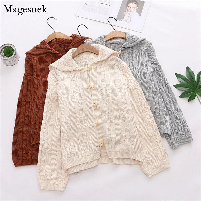 Mới Thu Dạo Phố Dệt Kim Áo Len Cardigan Áo Khoác Nữ Cổ Chữ V Vintage Áo Len Hàn Quốc Sang Trọng Cổ Áo Len Nữ Hoodie 11844