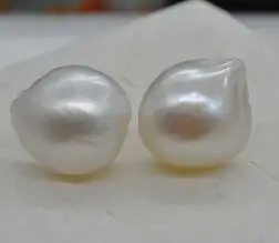 Unusual Nature 11-13mm white keshi reborn pearl stud earring