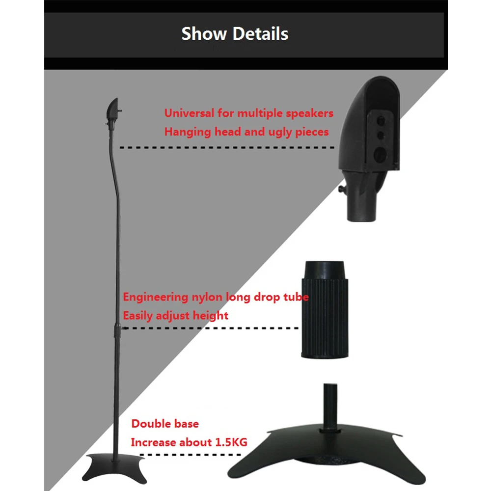 1Pair For XiaoMi Surround Speaker Floor Stand Universal Metal Stand Home Theater Satellite Speakers Surround Frame Tripod Floor