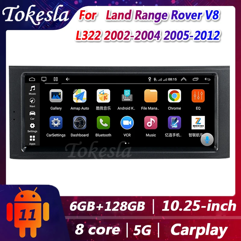 

Автомагнитола Tokesla, на платформе Android 11, для Land Range Rover V8 2002-2004, L322 2005-2012, центральный мультимедийный DVD-плеер, Gps-навигация