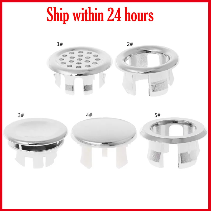 Bathroom Basin Sink Overflow Ring Six-foot Round Insert Chrome Hole Cover Cap Dropshipping