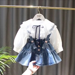 Jupe et chemise en jean à manches longues pour petite fille de 0 à 6 ans, ensemble deux pièces, vêtements de printemps et d'automne pour enfants, nouvelle collection